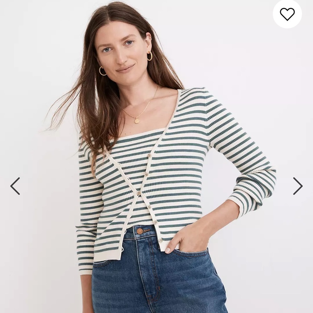 Carmon Crop Cardigan Sweater in Stripe